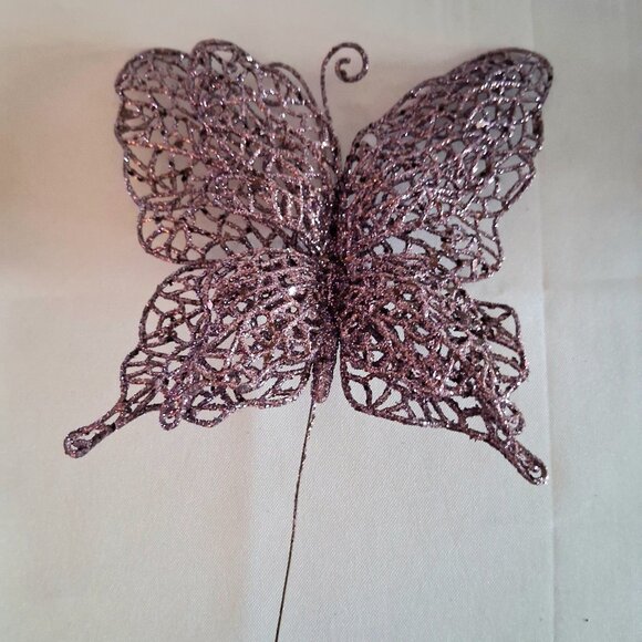 Lot of 6 Purple Glitter Decorative Butterflies - Picture 7 of 10